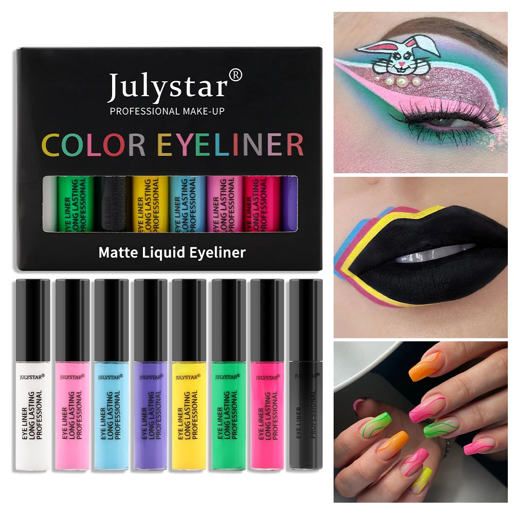 

8Pcs/Box Waterproof Eyeliner Liquid Matte Quick-Drying Eye Liner Make Up Colorful Eyeliner Pen Makeup Cosmetics