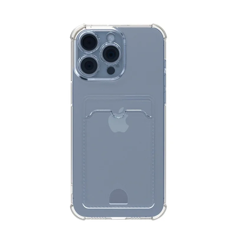 Transparente Weiche Kartenhalter-Tasche für iPhone 18 17 Air 16 15 14 13 12 mini 11 Pro X XR Xs Max 7 8 Plus 16e Stoßfeste Hülle