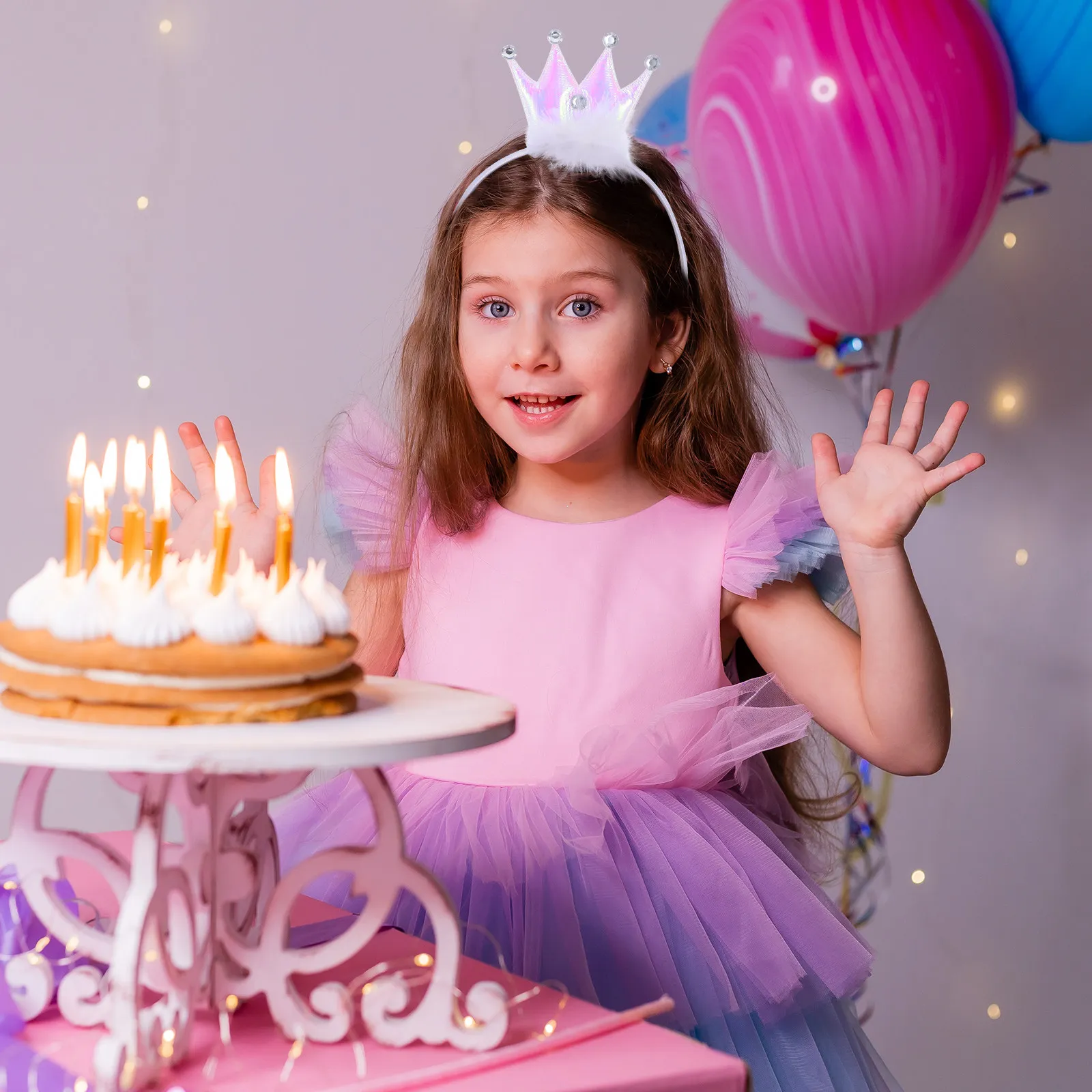 

1Set Kids Party Crown Hair Accessories Cute Princess Headband Birthday Wedding Dress- Toddler Princess Crown Wand