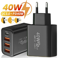 40W 4 Ports USB Type C Charger Quick Charge 3.0 EU/US/UK Plug Fast Charging For Samsung IPhone Xiaomi Phone PD Charge Adapter