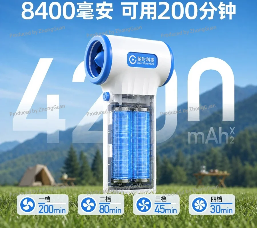Hf99 Long-lasting High-velocity Turbine Fan Powerful Air Blower Storm Gun Handheld Fan Inflatable High-velocity Fan Air  Dust
