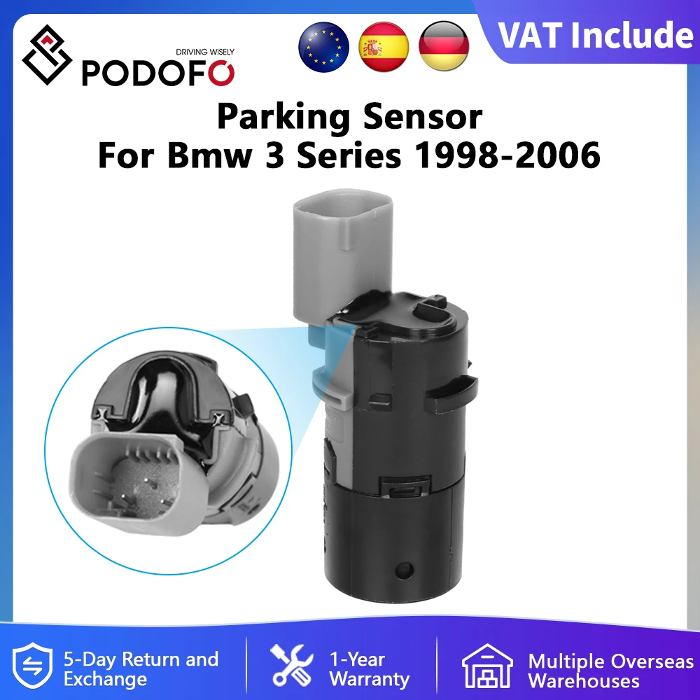 Podofo 1Pcs Parking Sensor 66206989069 PDC For 1998-2006 E39 E46 E60 E61 E65 E66 E83 X3 X5 Z4 E85 E86