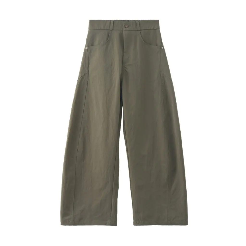 Huangyi Women's Korean Style Casual Cargo Pants Loose Straight Wide-Leg Sports Pants for Summer Versatile Drapery 520708