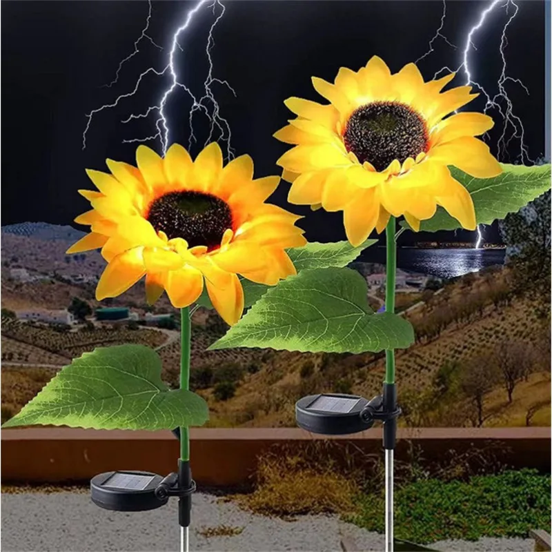 1pc Solar Powered Outdoor Waterproof LED Ground Insert Lawn Lamp Sunflowr Light Courtyard Decoration