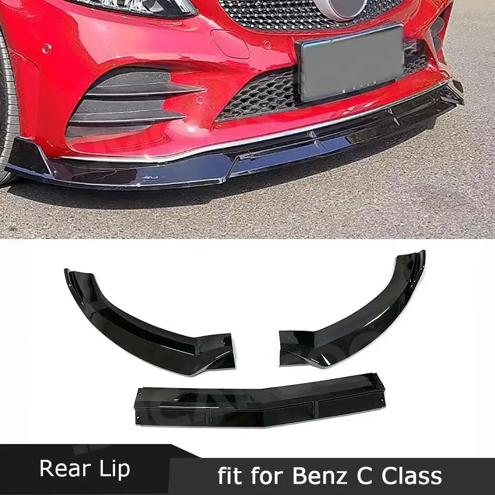 

JMCARCOOL For W205 Front Lip Spoiler Aprons For Mercedes Benz W205 C205 C200 C300 C43 AMG 2014-2019 3PCS ABS Black Bumper Guard