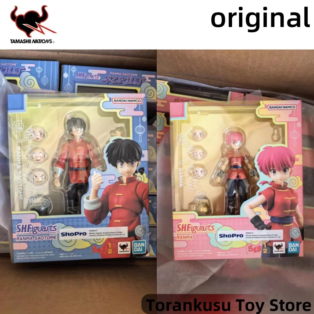 

Фигурки BANDAI Ranma 1/2: Аниме-персонажи Ранма (девочка и мальчик) S.H.Figuarts, оригинальные коллекционные модели, игрушки для декора