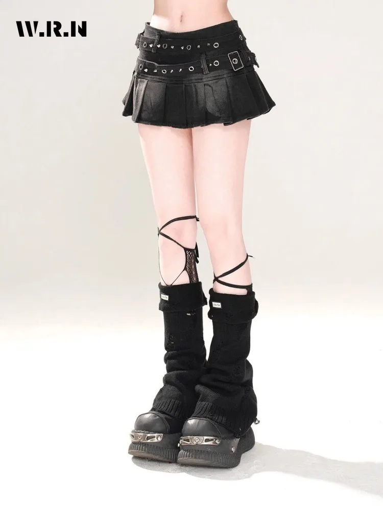 Femmes Sexy Y2K Slim Fit rétro poubelle jupes plissées 2025 été décontracté Punk Hotsweet taille haute maigre Mini Denim jupe courte