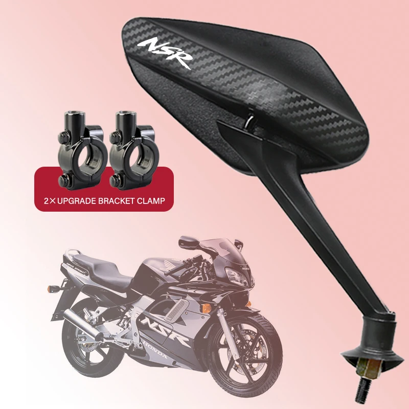 

2Pcs/Pair Universal Carbon Fiber Motorcycle Rear view Mirrors For Honda NSR NSR125 NSR250R NSR 125 250R Custom LOGO Rearview