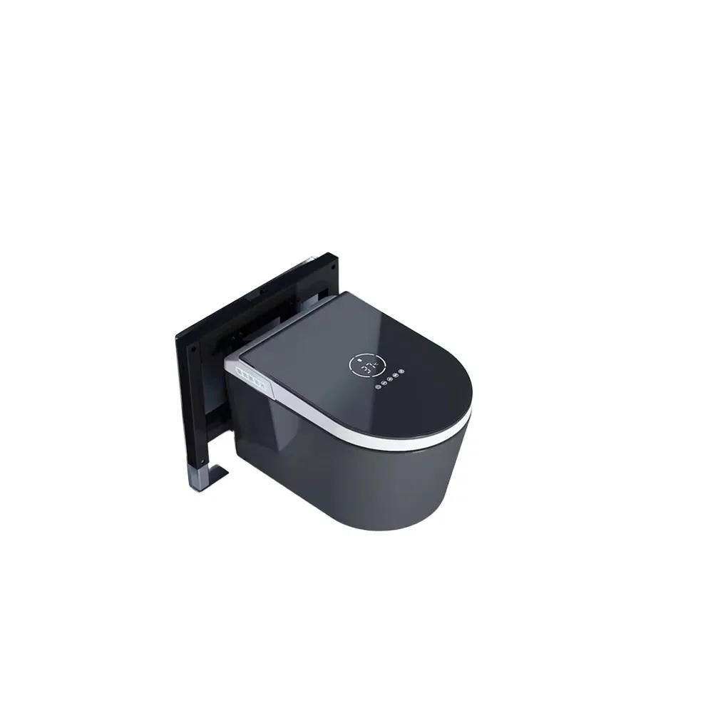 

Smart Wall-Mounted Induction Toilet with Concealed Hanging Integrated Bowl and Elongated Shape Featuring Intelligent Water Tank