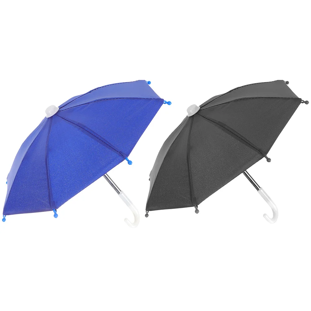 2 Pcs Mini Umbrella for Cell Phone Cycling Motorcycle Umbrellas Small Durable Shade Light Stand