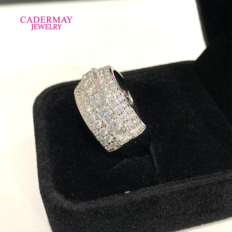 Moissanite Jewelry Half 5 Rows Moissanite Ring Band 925 Silver Round Shape VVS Moissanite Half Eternity Wedding Ring for Men view 5