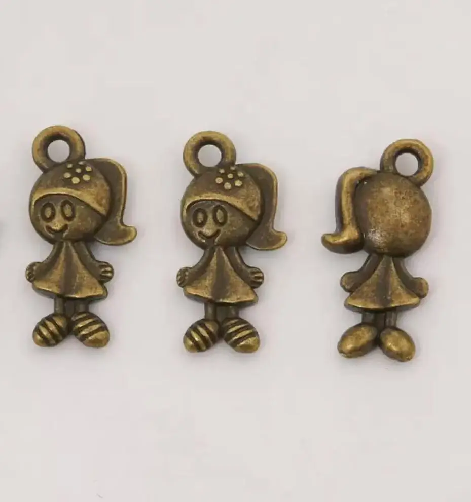 

25pcs 15*8mm,hole:1mm Zinc Alloy metal cute girl design pendants HWL2618