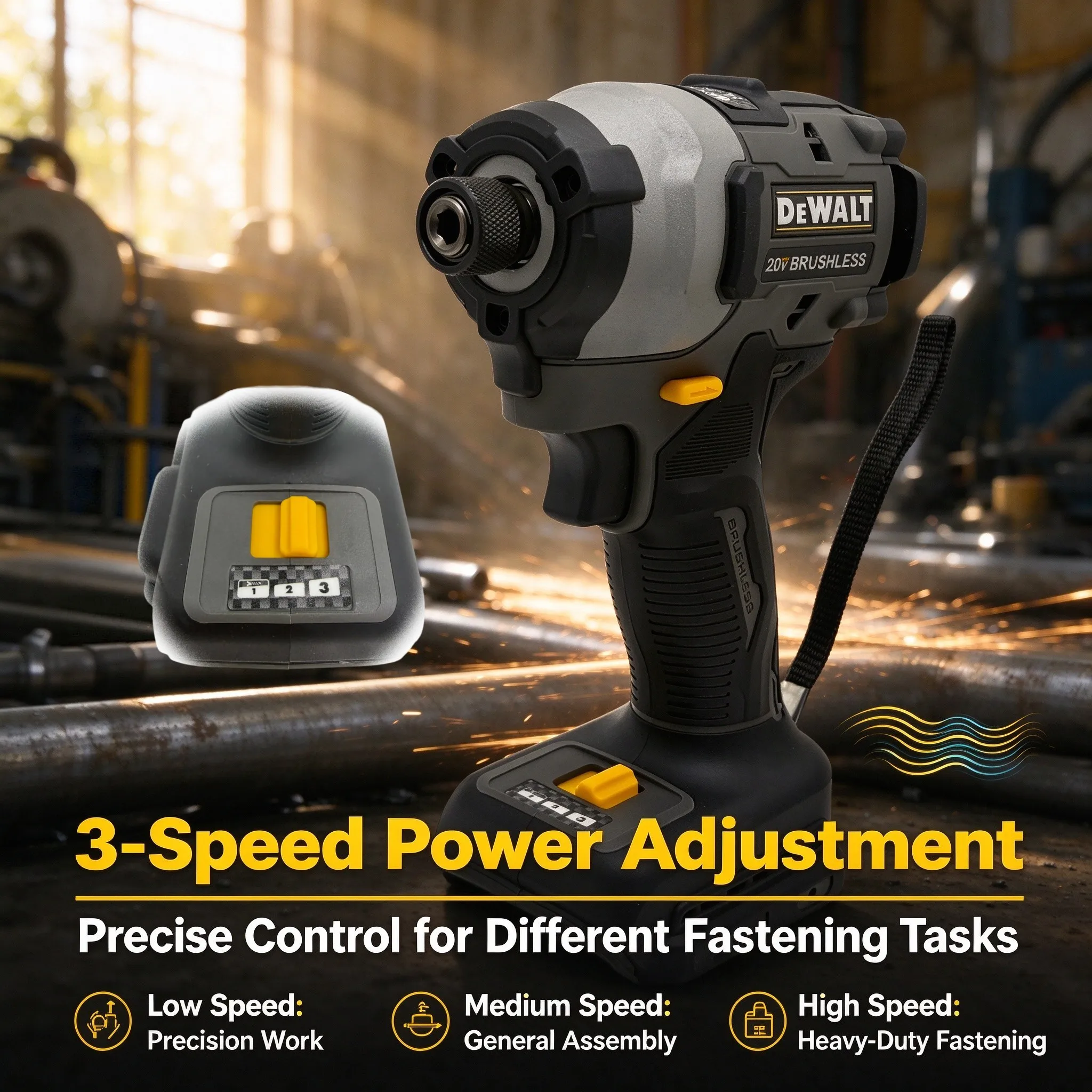 DeWalt DCF85M Cordless Brushless Impact Driver, Variable Speed Woodworking Tool for Furniture Installation