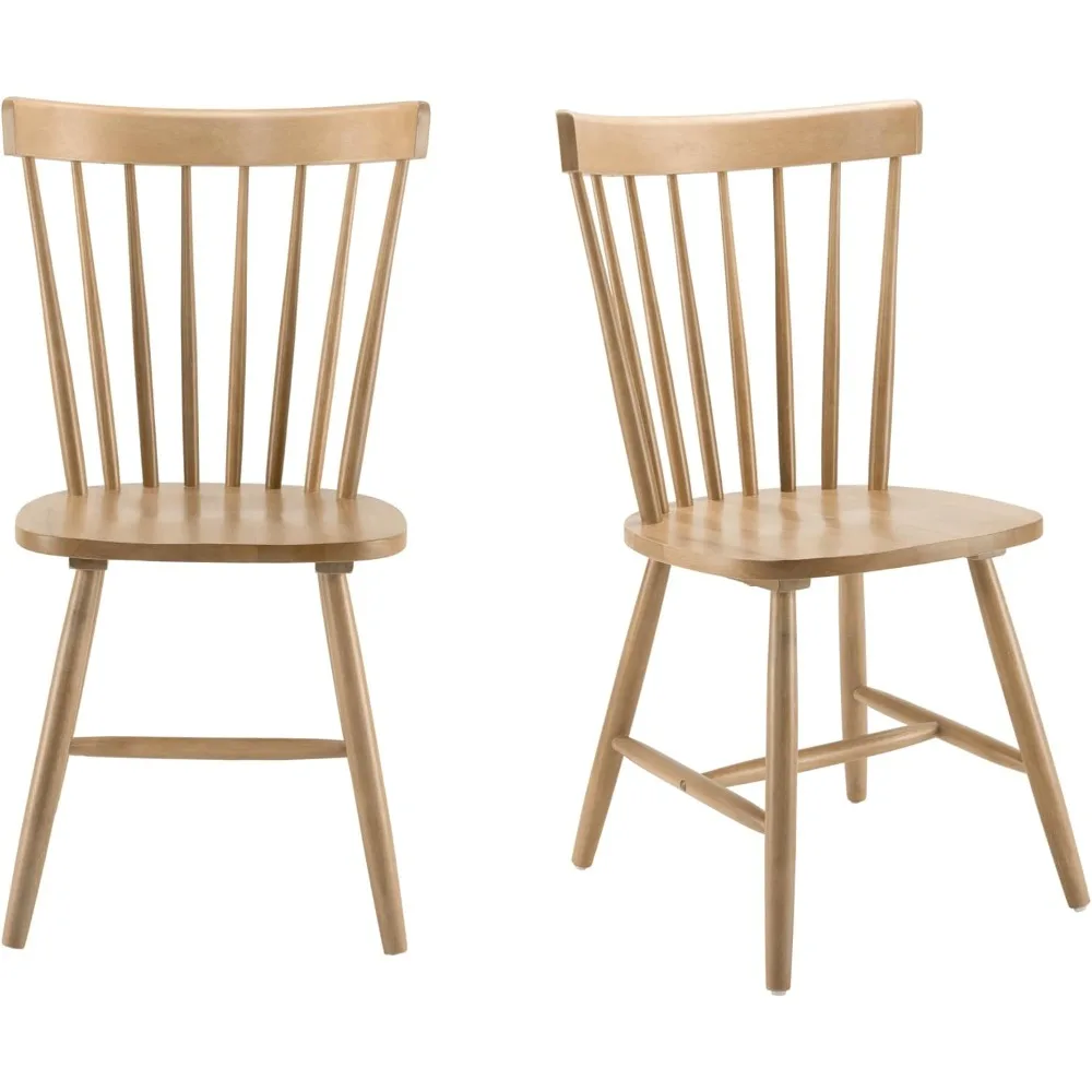 Esszimmerstühle der Windsor Collection, 2er-Set, Übergangsstil, Spindeldesign mit hoher Rückenlehne, hellbraunes Finish