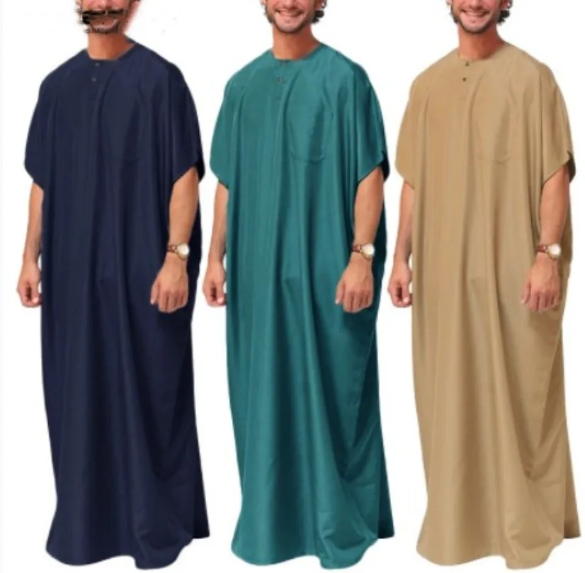 Abaya-Robe Longue pour Homme Musulmane, Vêtement Arabe, Dubaï, Pakistan, Mode Musulmane, Grande Taille 5XL 4XL