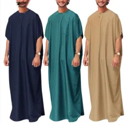 Arapça Dubai uzun gömlek elbiseler Pakistan İslami müslüman erkekler giyim Abaya Kaftan müslüman moda Thobe artı boyutu 5XL 4XL Kaftan