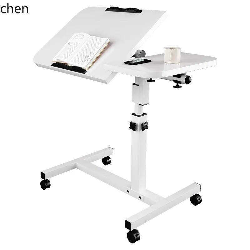 ZML Simple Portable Computer Desk for Bedside Use, Mobile Adjustable Height Bedside Table