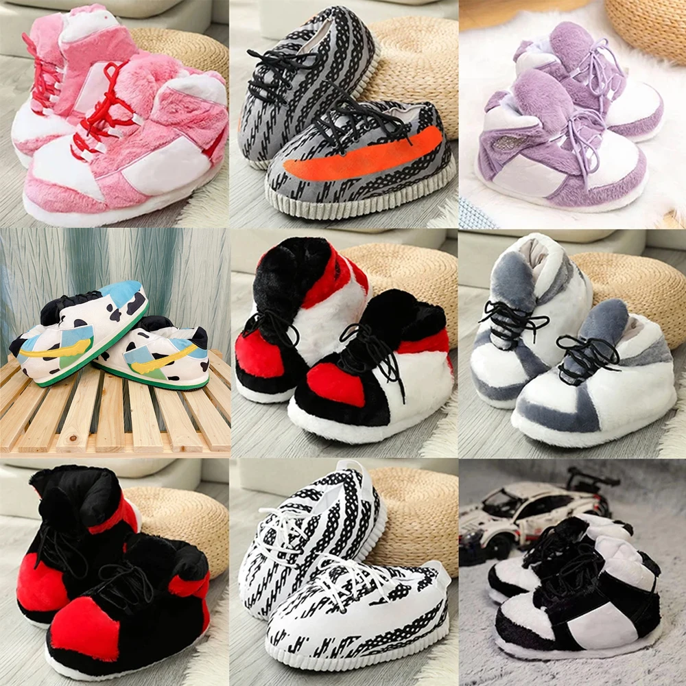 Cute Cartoon Animal Warm Home Plush Shoes Women's/Men Winter Cotton Cute Shoes Woman Male Foam Sneakers Bread Fat Slippers