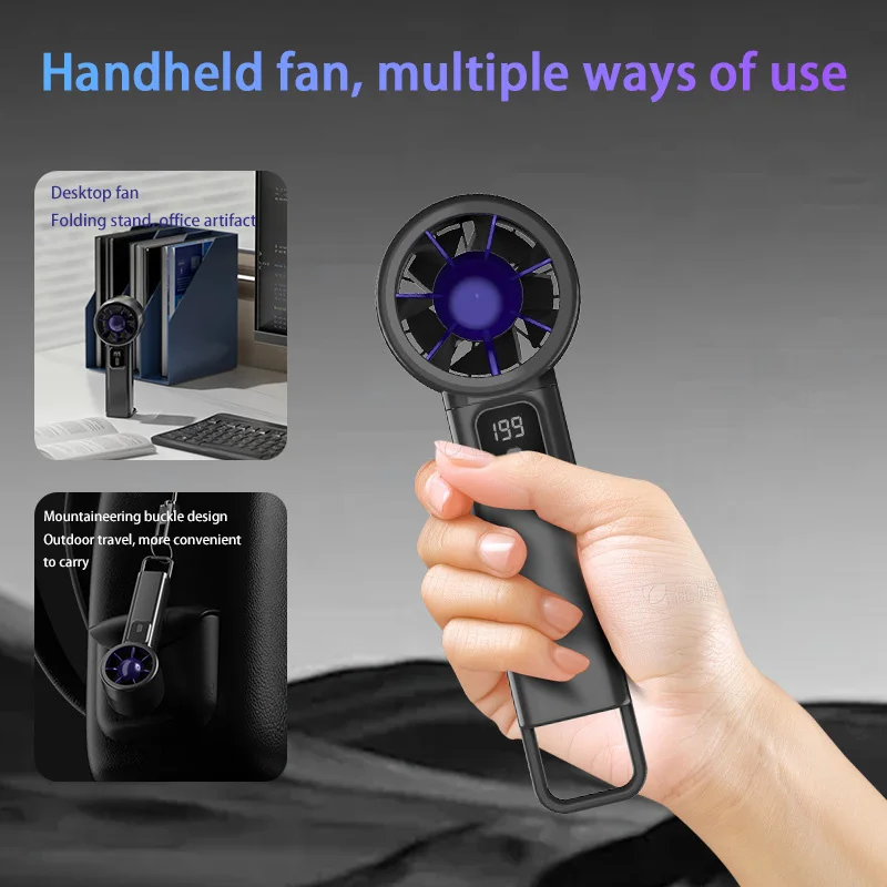 جديد 199 مستوى مروحة الرياح الرقمية Usb مروحة صغيرة أنيقة المحمولة طوي سطح المكتب مروحة تربو مع طاقة الرياح الكبيرة لصيف 2025