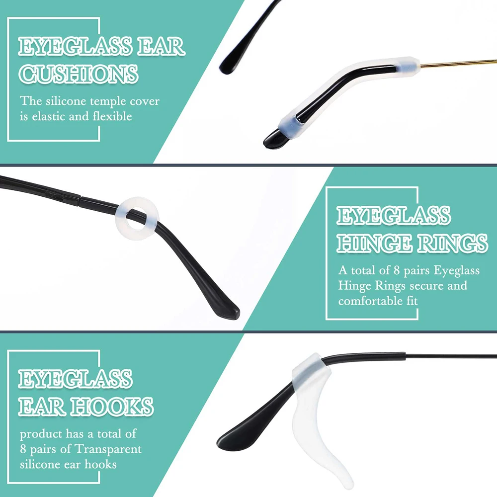 1 مجموعة النظارات التجنيب مجموعة مكافحة زلة لاصق نظارات مخدة أنف للنظارة سيليكون الأذن السنانير أصحاب لملحقات النظارات