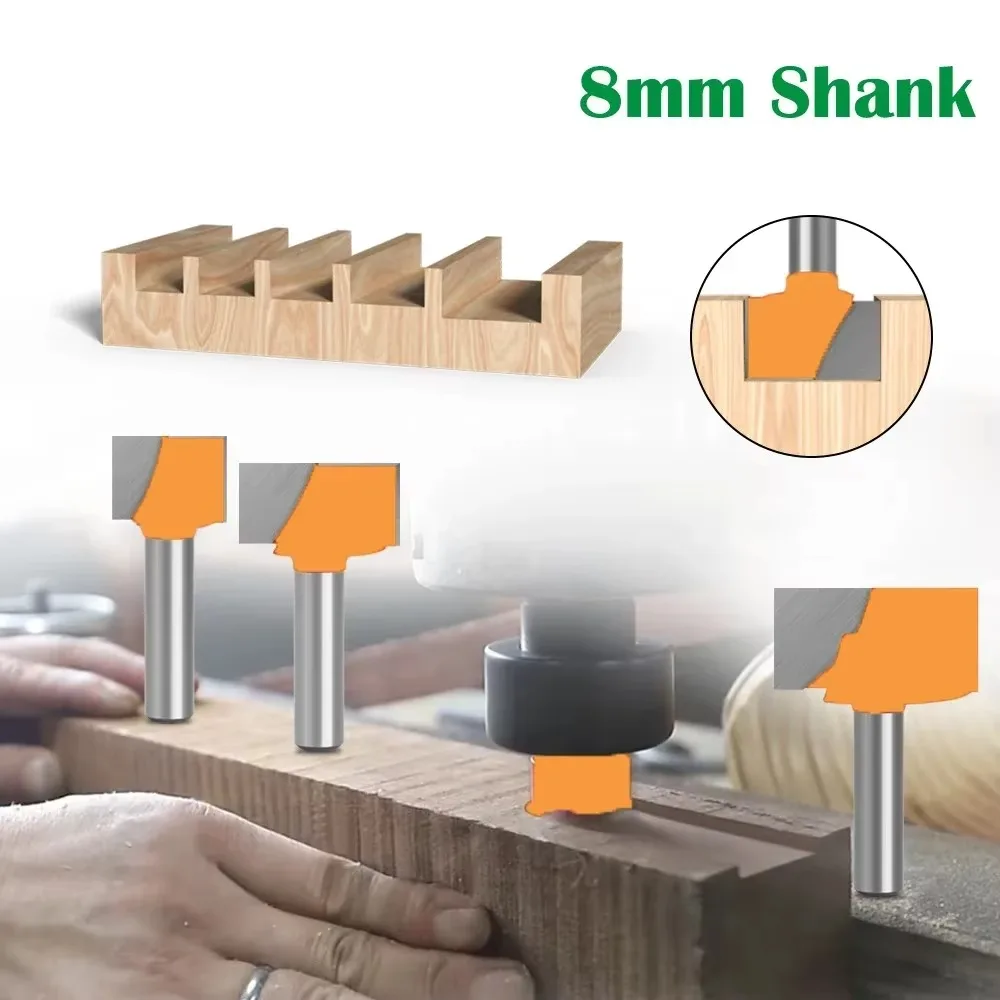 

1 шт., 8 мм, фреза с хвостовиком, резьба по дереву, нижняя фреза, долбежный резак, гравировальный станок, набор фрез для очистки дна