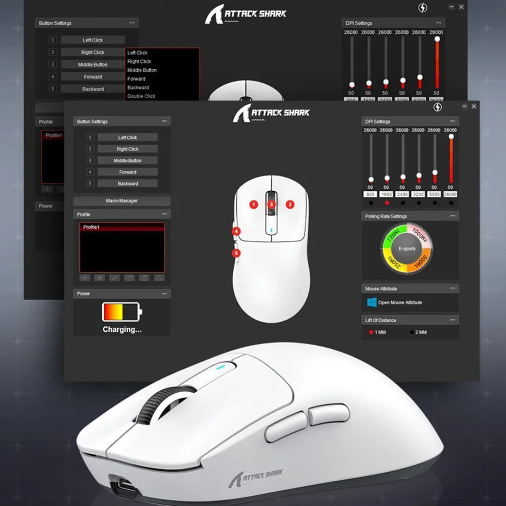 X3 PixArt PAW3395 49g Lightweight Mouse Wiredless Tri-Mode Connection, 26000dpi, 650IPS, Macro Gaming Mouse