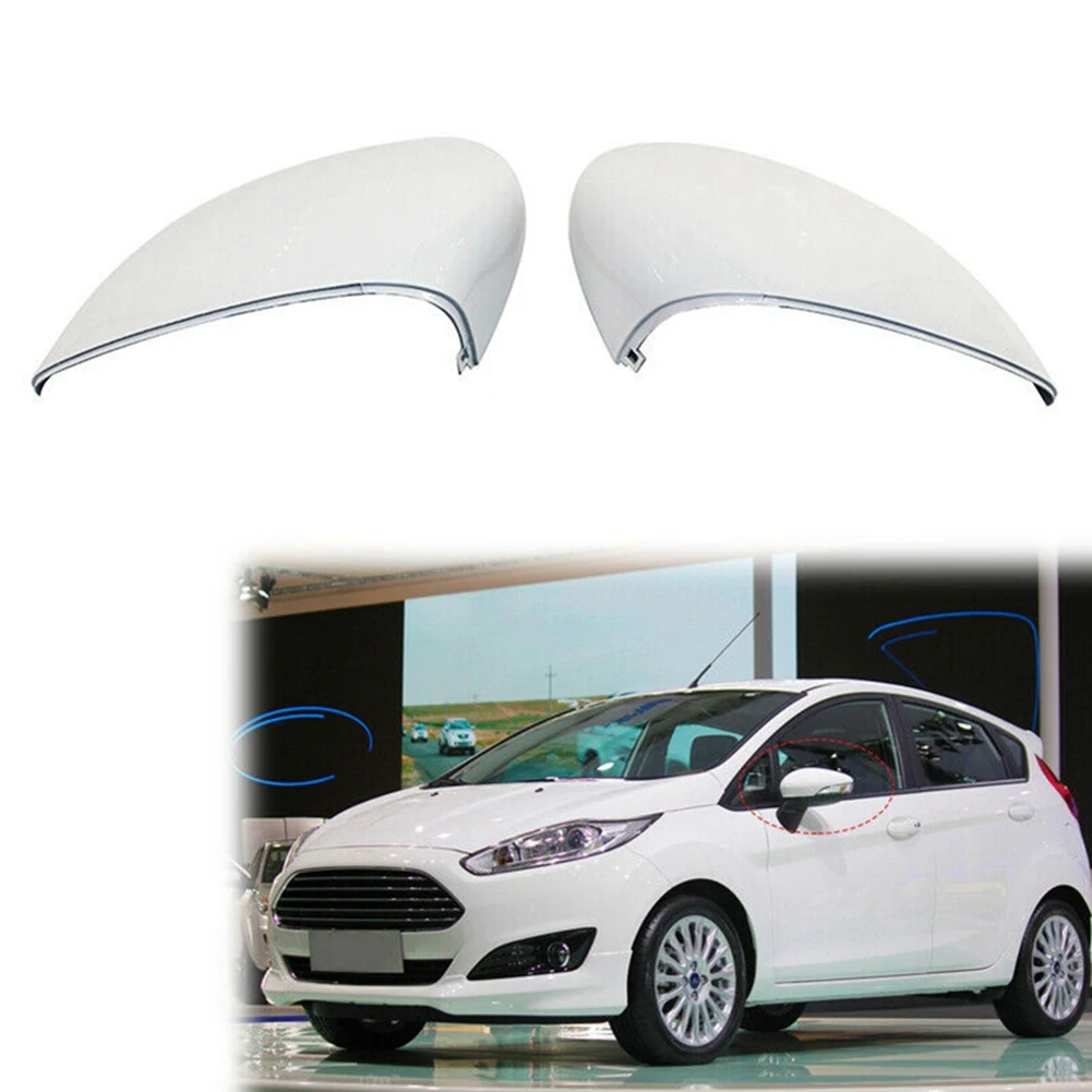 White Left & Right Rear View Mirror Cover Side Wing Mirror Cover Cap for Ford Fiesta 2009-2015 1594546 8A6117K747CA