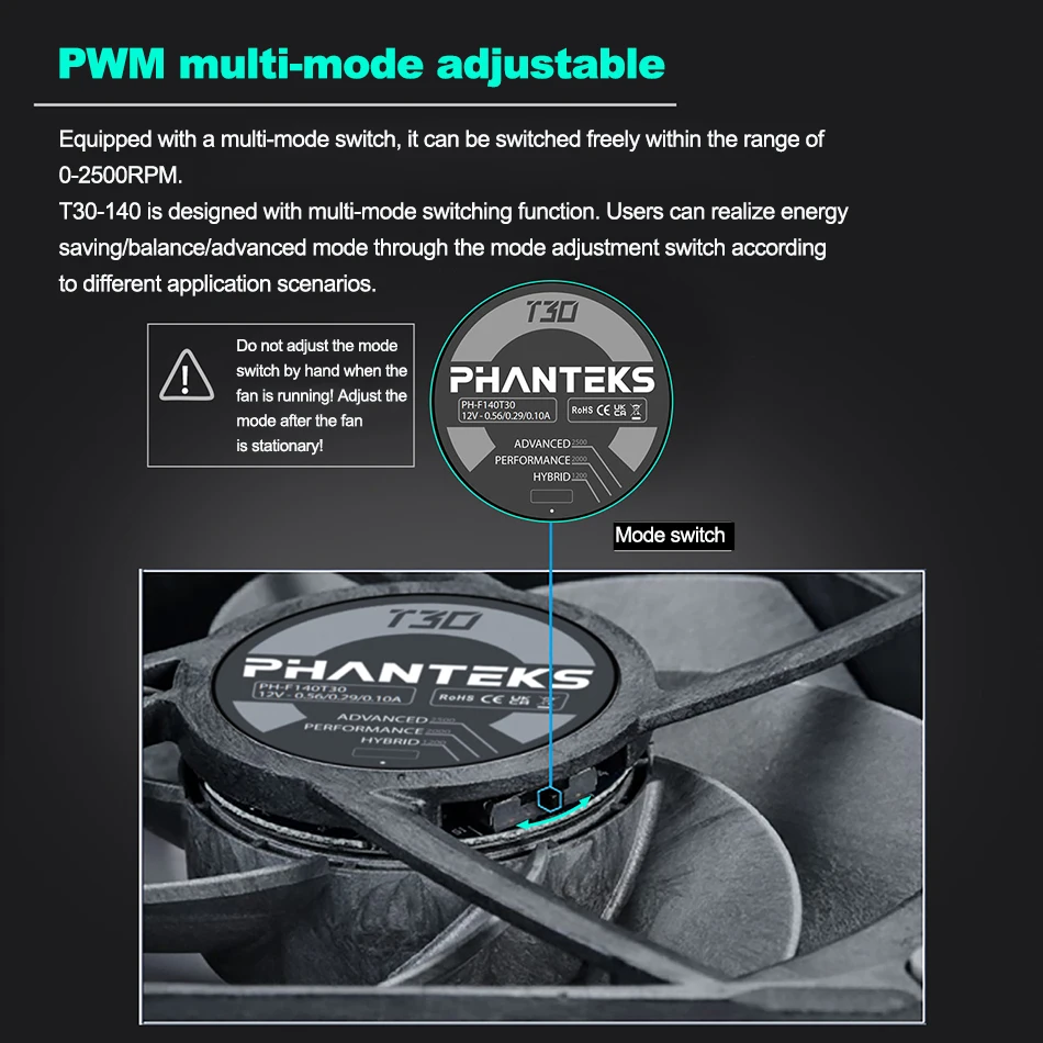 Phanteks T30-120 T30-140 30mm Thick PWM Case Fan Premium Static Pressure Fan High Wind Pressure Industrial CPU Cooling Fans image 5