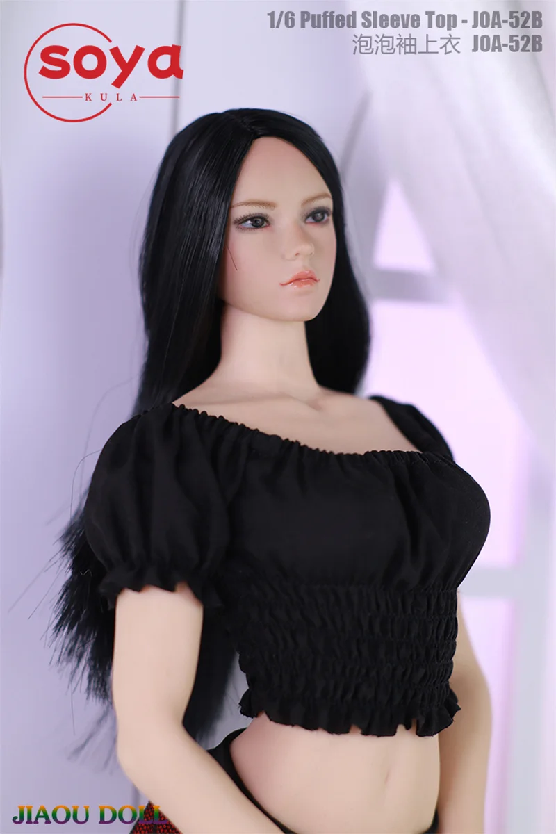 JOA-52 1/6 Skala Puff Sleeve Plissee Top Kurze T-shirt Kleidung Modell Fit 12'' PH TBL Weibliche Soldat Action figur Körper Puppen