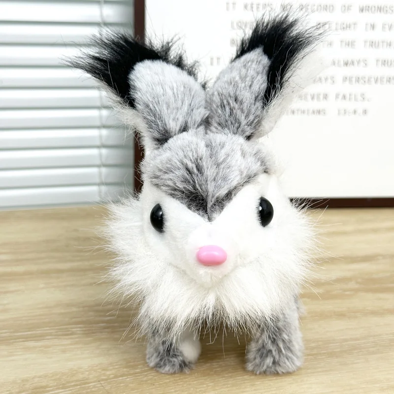Giocattolo di peluche elettrico per bambini Simulazione Animale domestico Coniglietto di peluche La camminerà chiamano Scuotendo le orecchie Simpatico coniglietto Giocattolo strisciante per l'apprendimento del bambino