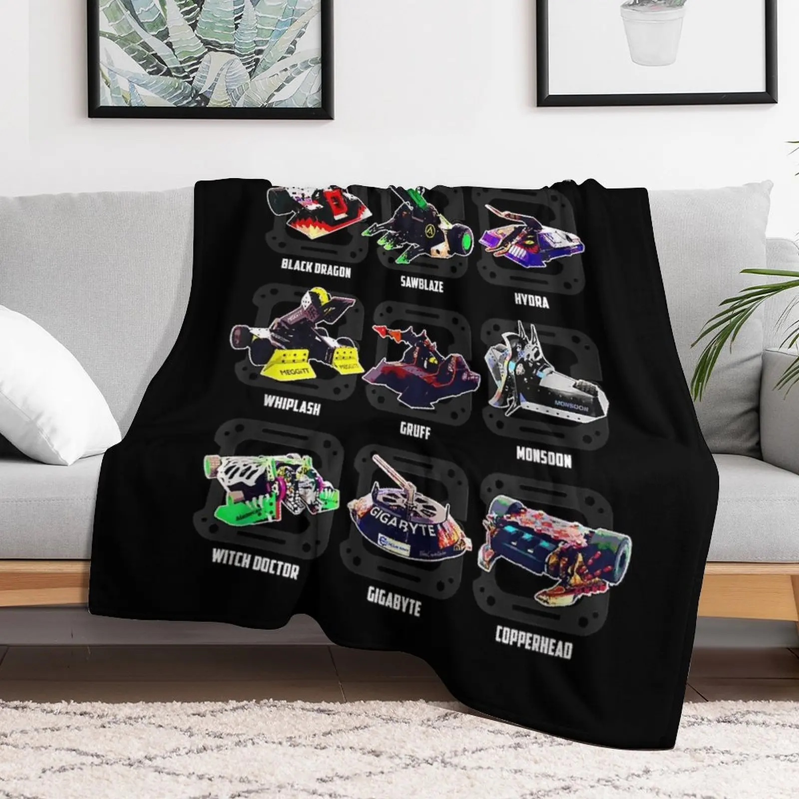 BattleBots Group Robot Photo Box Up Throw Blanket wednesday Thermal Blankets