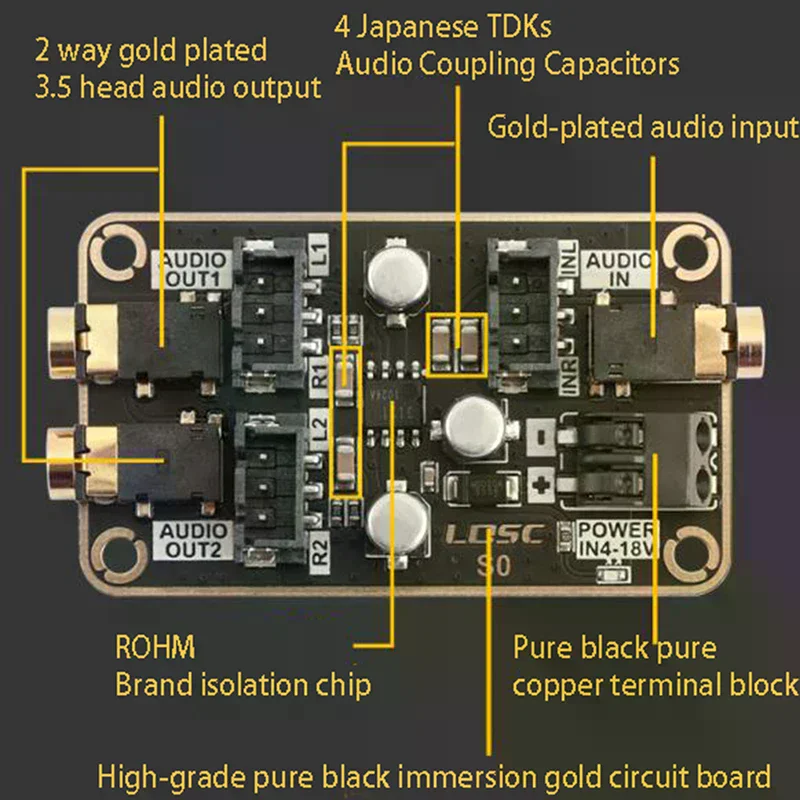 Audio Isolation Noise Reduction Module Audio Common Ground Noise Cancellation DIY Power Amplifier Board