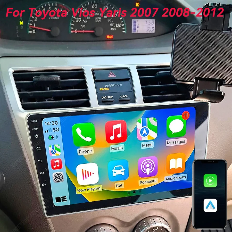

Android 16 Carplay Auto For Toyota VIOS Yaris 2007-20112012 Car Radio Multimedia Video Player Navigation GPS No 2Din 2 Din DVD