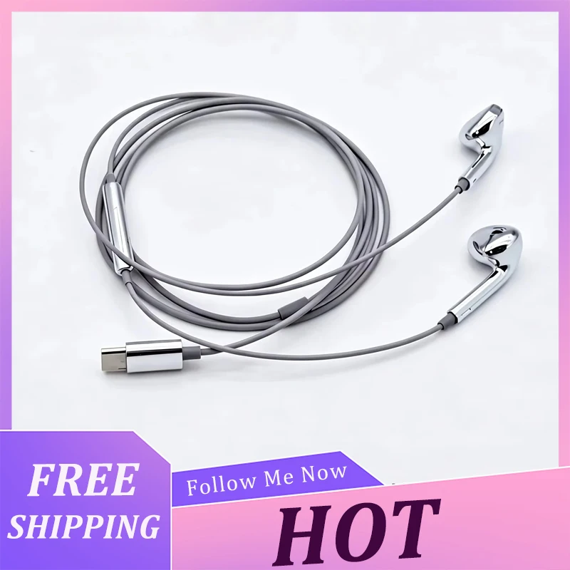 Silver Wired In-Ear Earphones Wire Control Call Headphones Electroplated Y2K Style Universal For IPhone Android Type-C 3.5mm