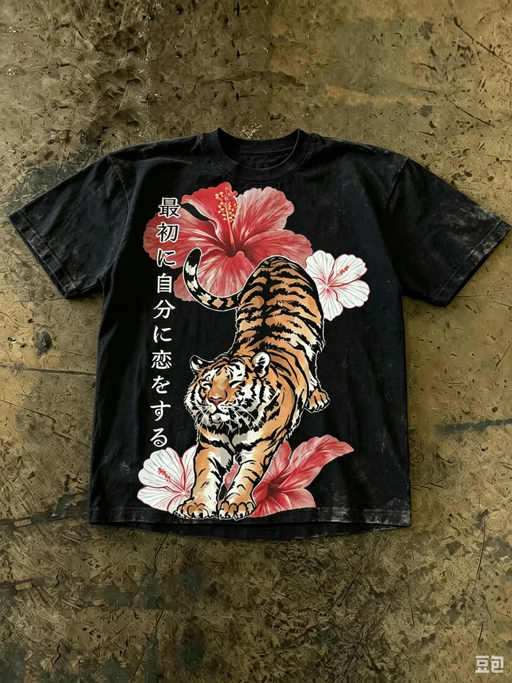 2026 Summer Vintage Japanese Tiger Floral T-shirt Oversized Short Sleeve Tee Retro Streetwear Hip Hop Loose Summer Cotton Top