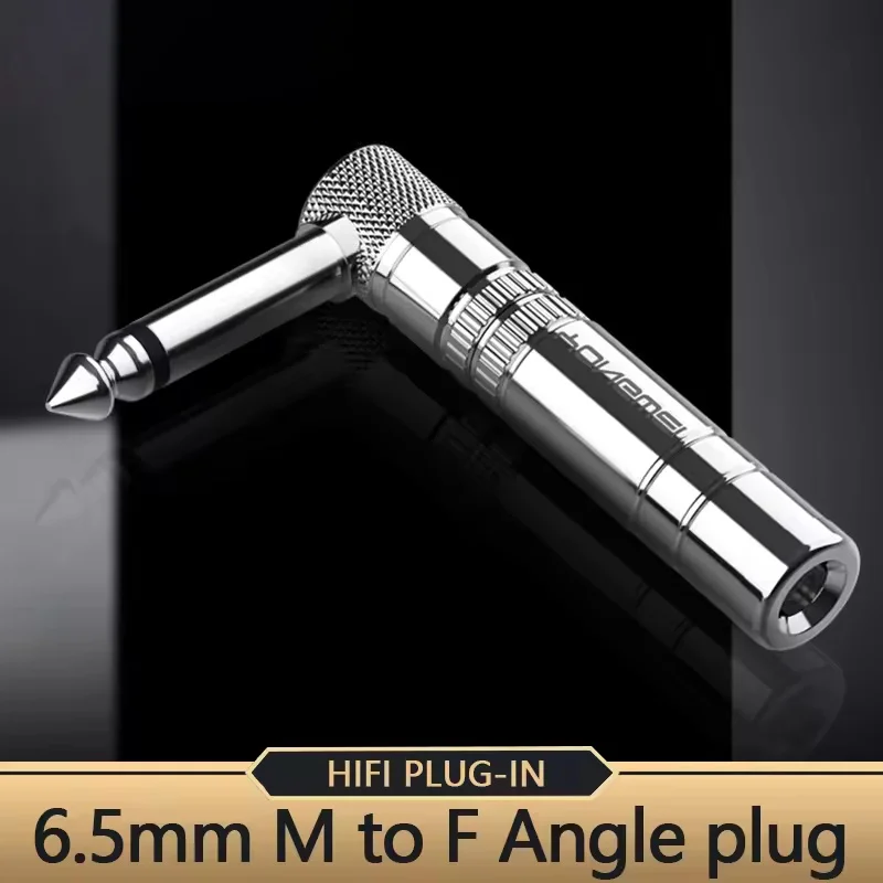 Audio 6.35mm Male to Female Elbow Converters for Guitar Microphone Amplifier Mixer Effects Speaker Connection 90° 6.5mm Balanced
