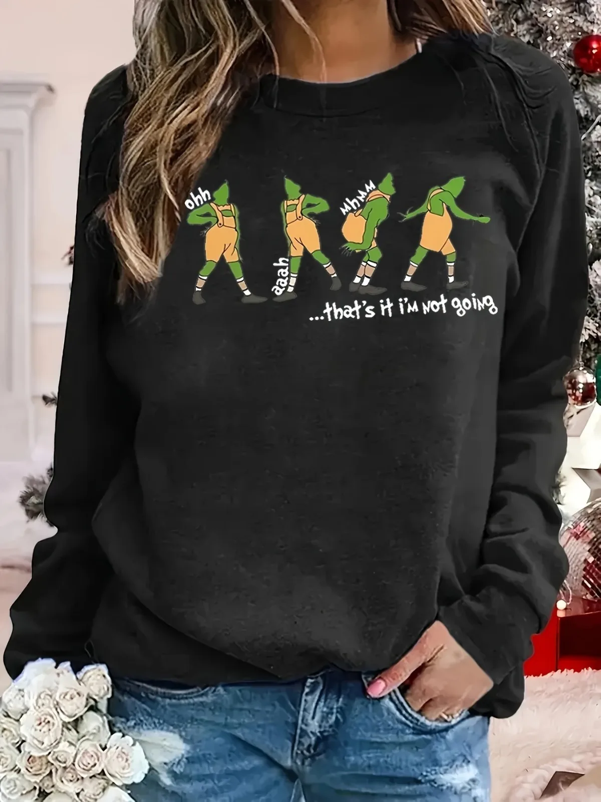 Sweat à capuche à col rond pour femmes, décontracté, à la mode, avec lettres imprimées de dessin animé, adapté aux cadeaux de vacances, hauts de sport de rue