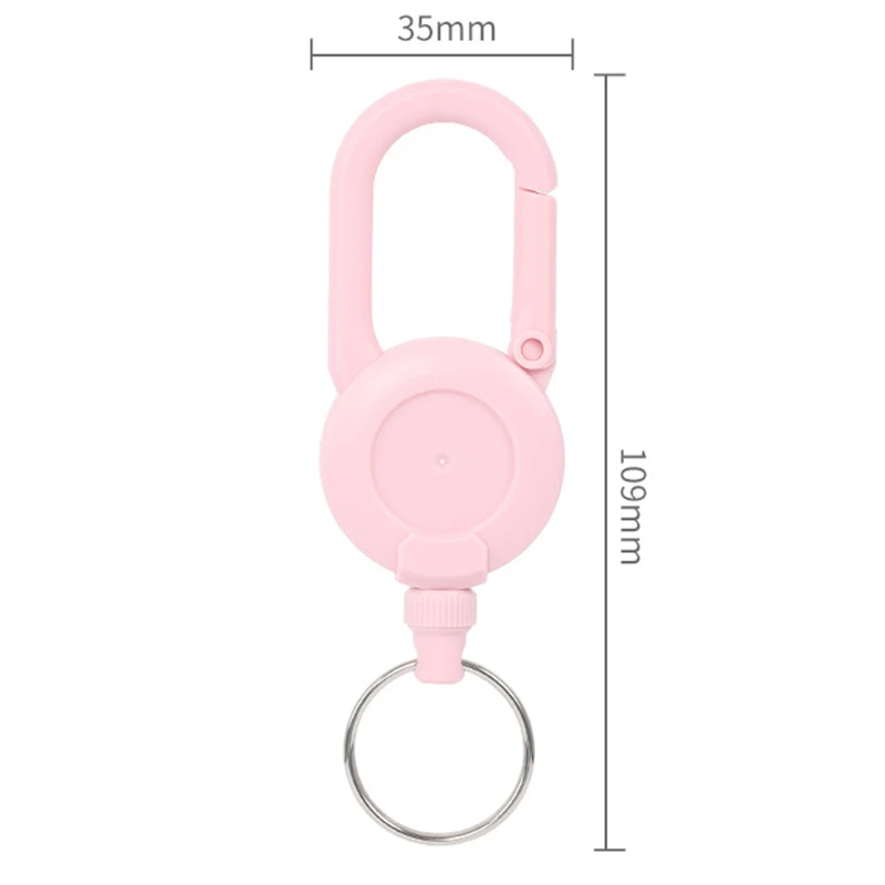 (Ce14)Macaron Color Retractable Keychain Outdoor Anti-theft Easy-to-pull Buckle Wire Rope Reel Elastic Key Ring Retractable Tool view 4