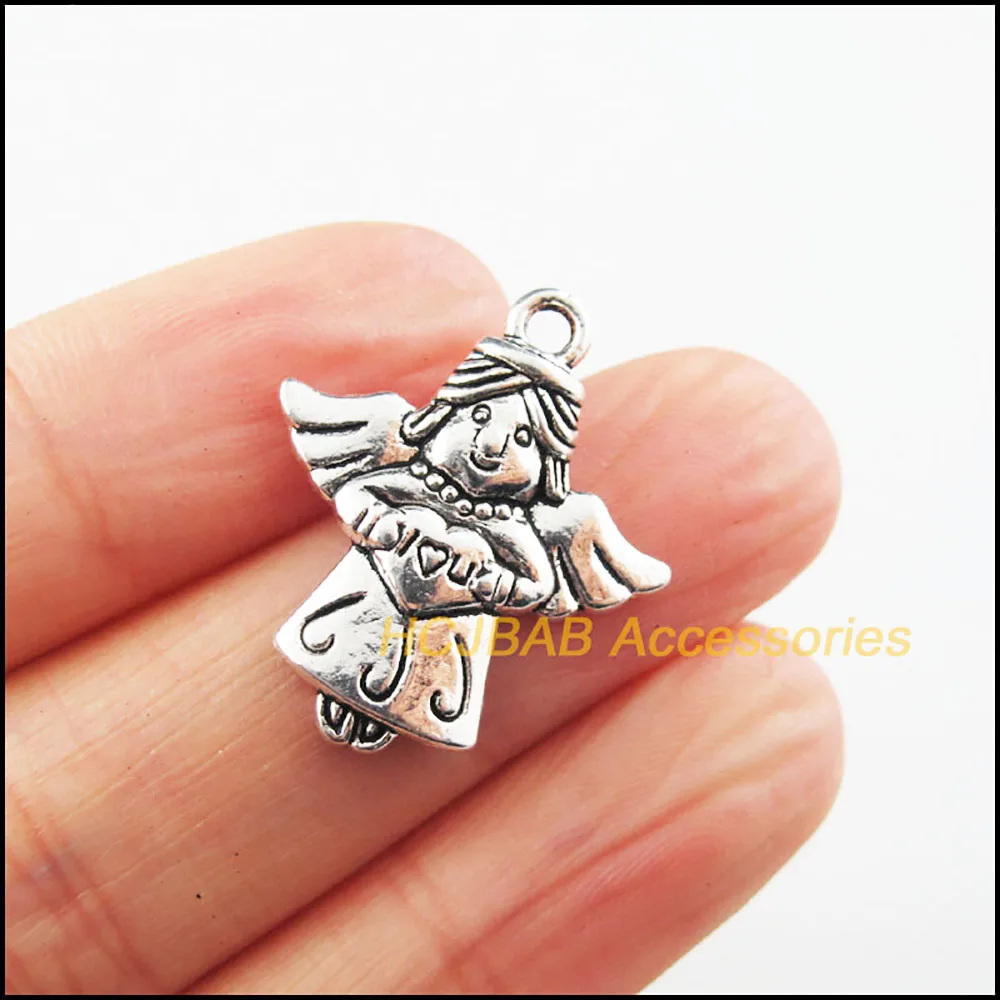 New Charms Antiqued Silver Color Praying Angel Wings Pendants DIY J004