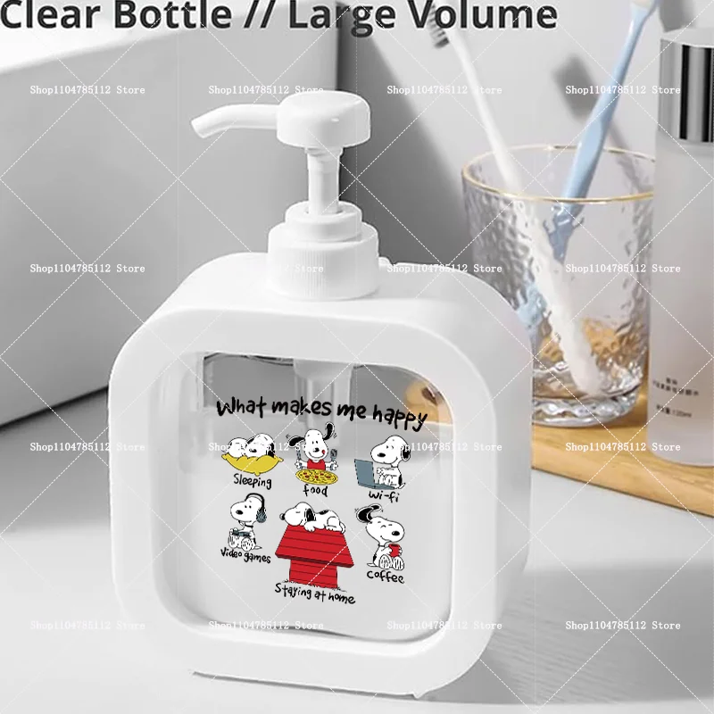 Snoopys Soap Dispenser Liquid Hand Pump Kawaii Anime Cartoon Refillable Shampoo Bottle Portable Simple Hand Soap Dispenser Gift view 5