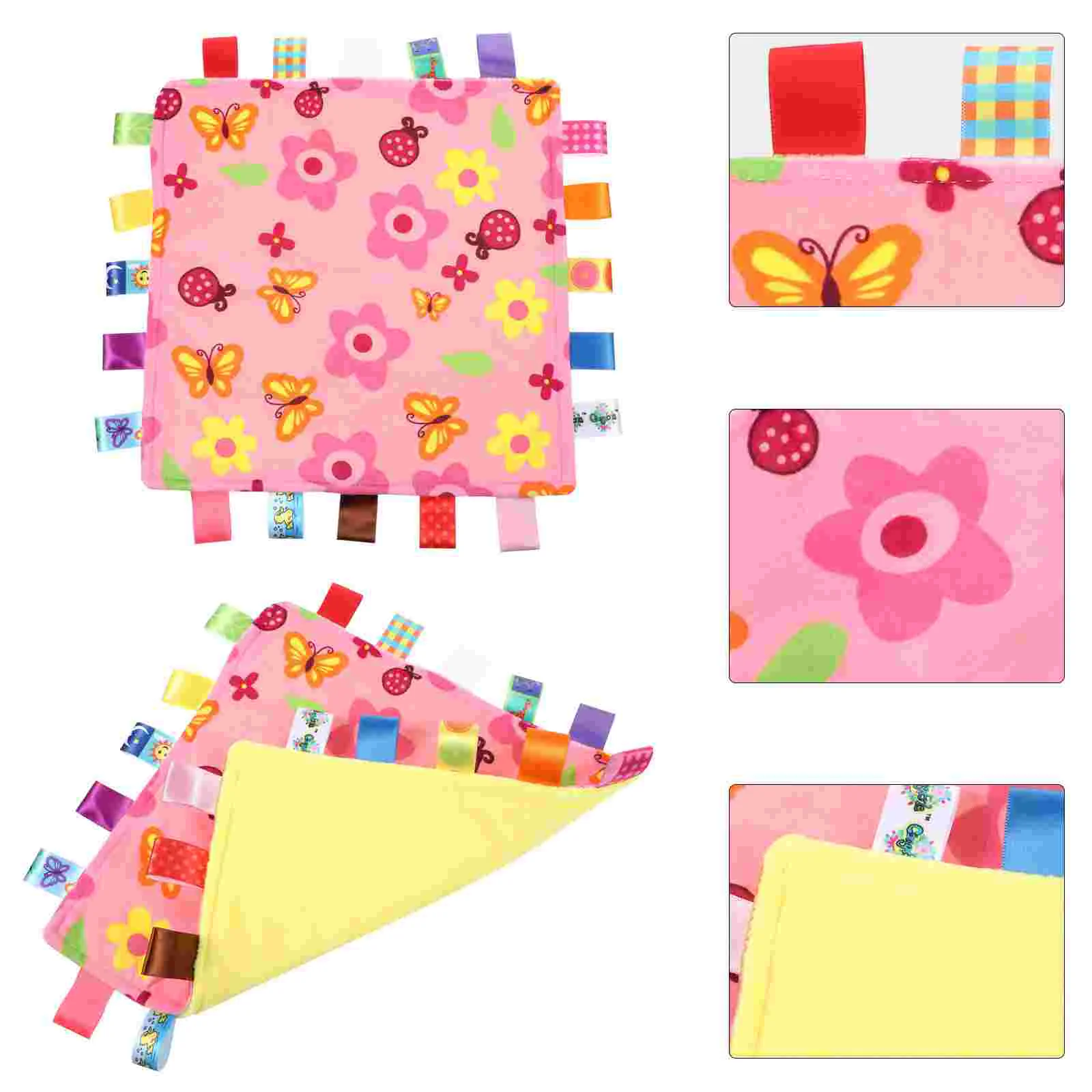 Quilt Blanket Infant Square Bibs Soothing Towel Tag Security Baby with Tags Labels