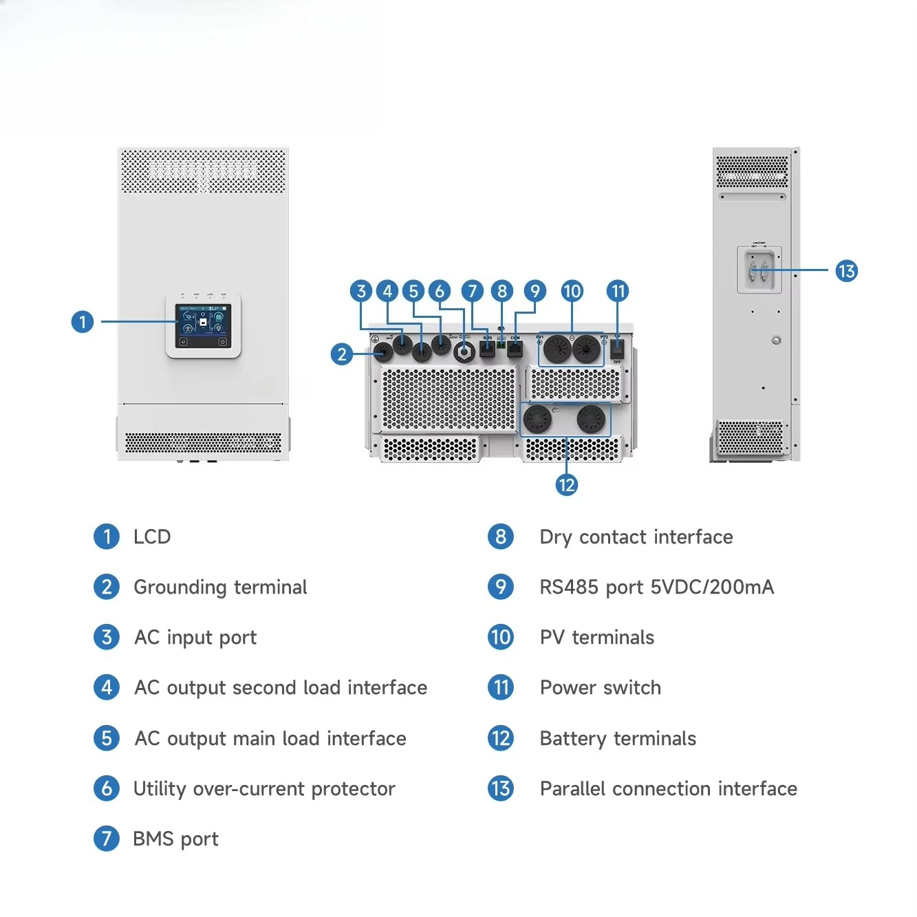 Epever Hybrid Solar Inverter Series Off Grid Solar Inverter EU 220VAC 3.5KW 5.5KW Inverter Supports Battery or Non-battery Modes