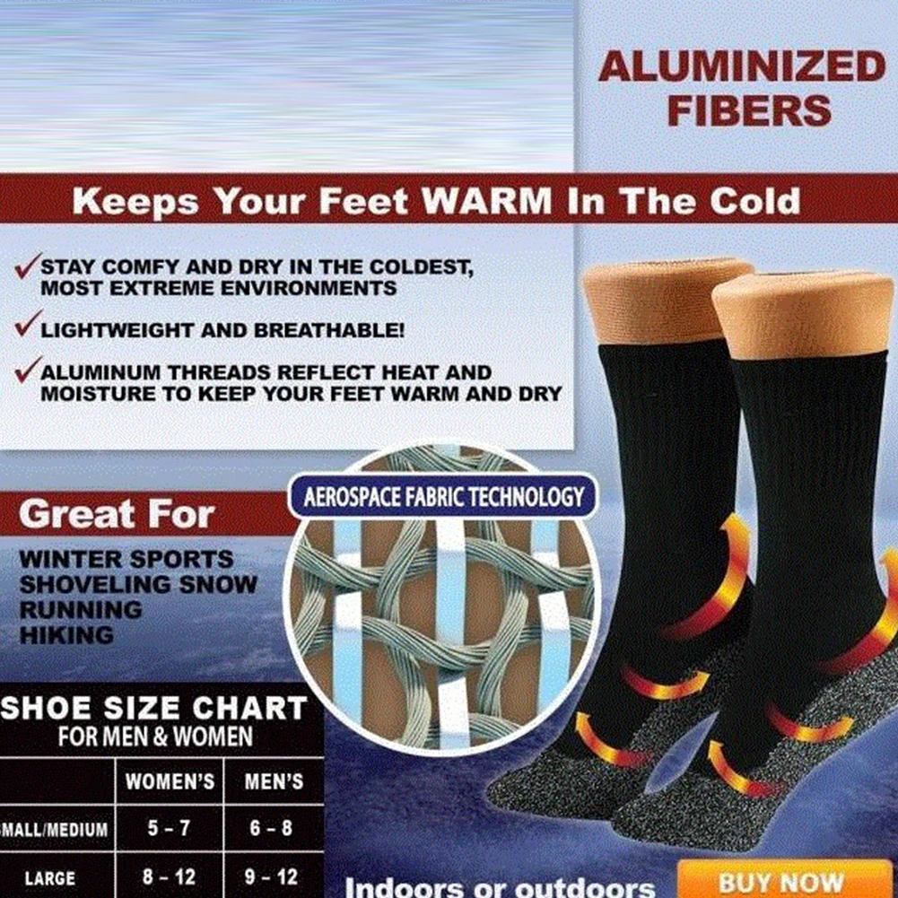 1/2Pair Self-heating Socks Winter Thermal Heated Socks Soft Elastic Thicken Anti-Slip Socks For Women Men Skiing Foot Warmer