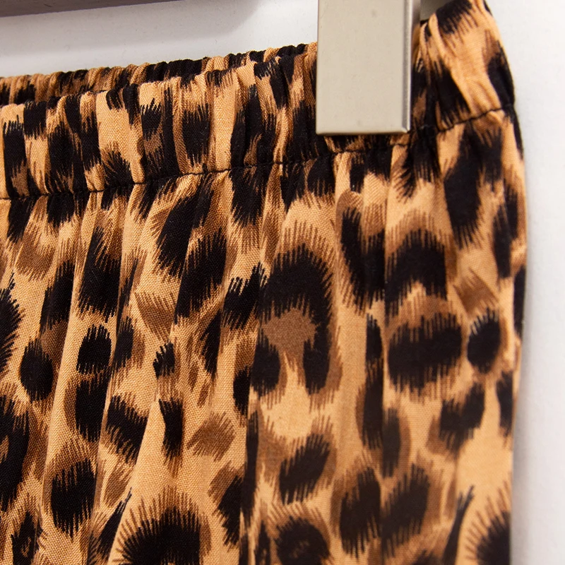 Shorts de pijama respirável feminino, sexy leopardo impressão sono bottoms, pijamas de viscose macia, plus size S-3XL