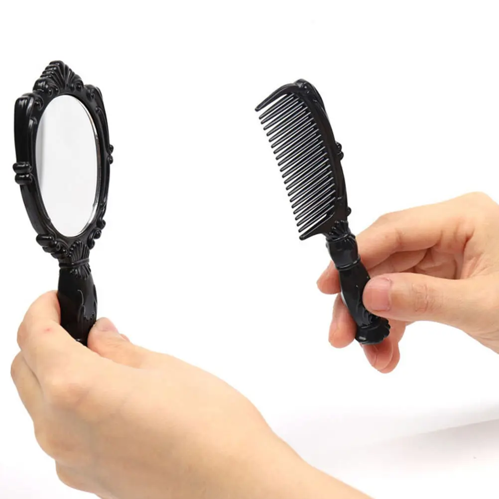 

1Set Compact Mini Comb and Mirror Set Portable Hairdressing Comb Lightweight Smooth Handle Small Handheld Makeup Mirror
