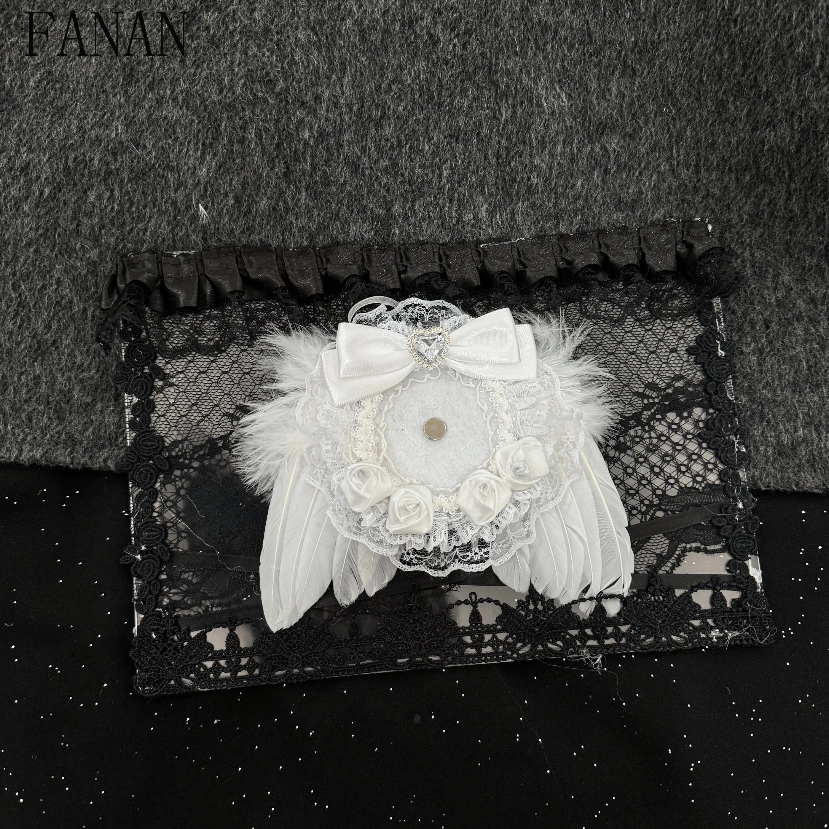 Gothic Style Bag Ornament Rose Lace Pain Plates Bar Chichi Togu Beauty Transparent Base Plate Sweet and Cute Bag Accessories