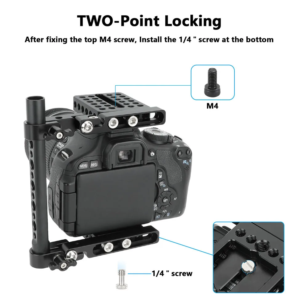 CAMVATE Foldable Half Camera Cage with Top and Left-Side Handles Fits 4.8inch Height Cameras For Canon For Sony Nikon