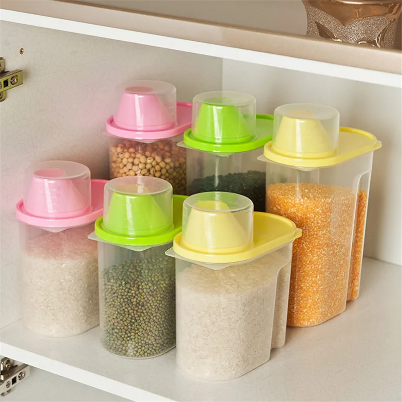 

Y032 Sealed Cans Tank Plastic Food Storage Box Grain Container Kitchen Fresh Accessories Organizador Tools