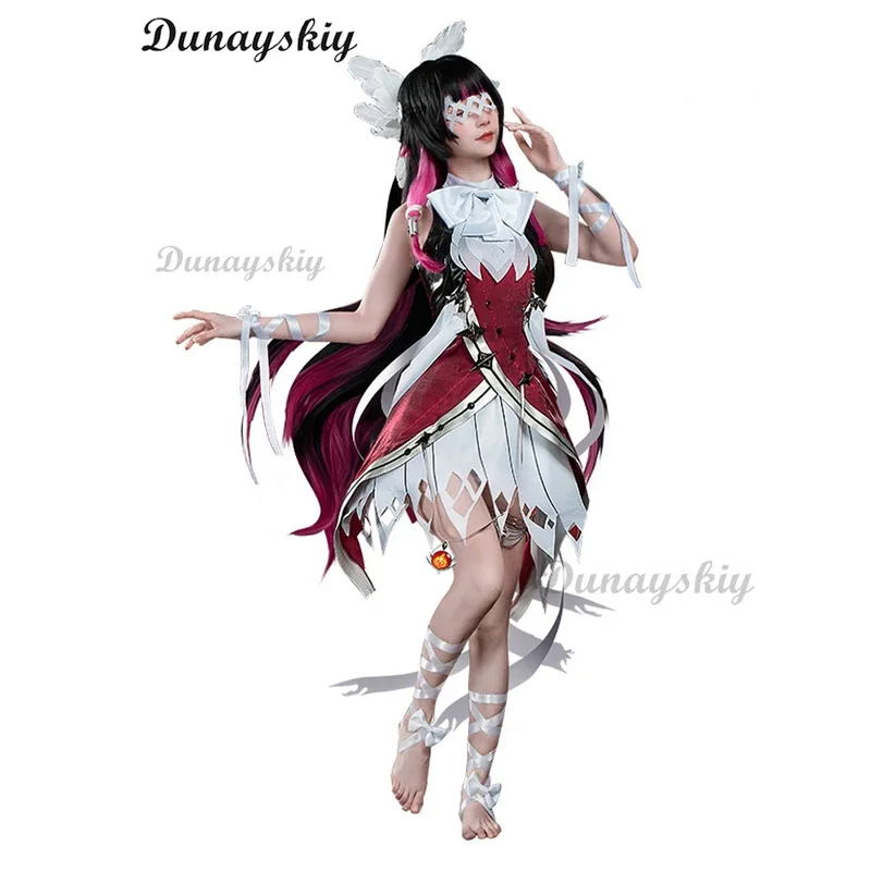 Game Genshin Impact Fatui Harbinger Cosplay Costume Wig Harlequin Cloak Columbina Cloak SR Halloween Fatui Harbinger Outfits