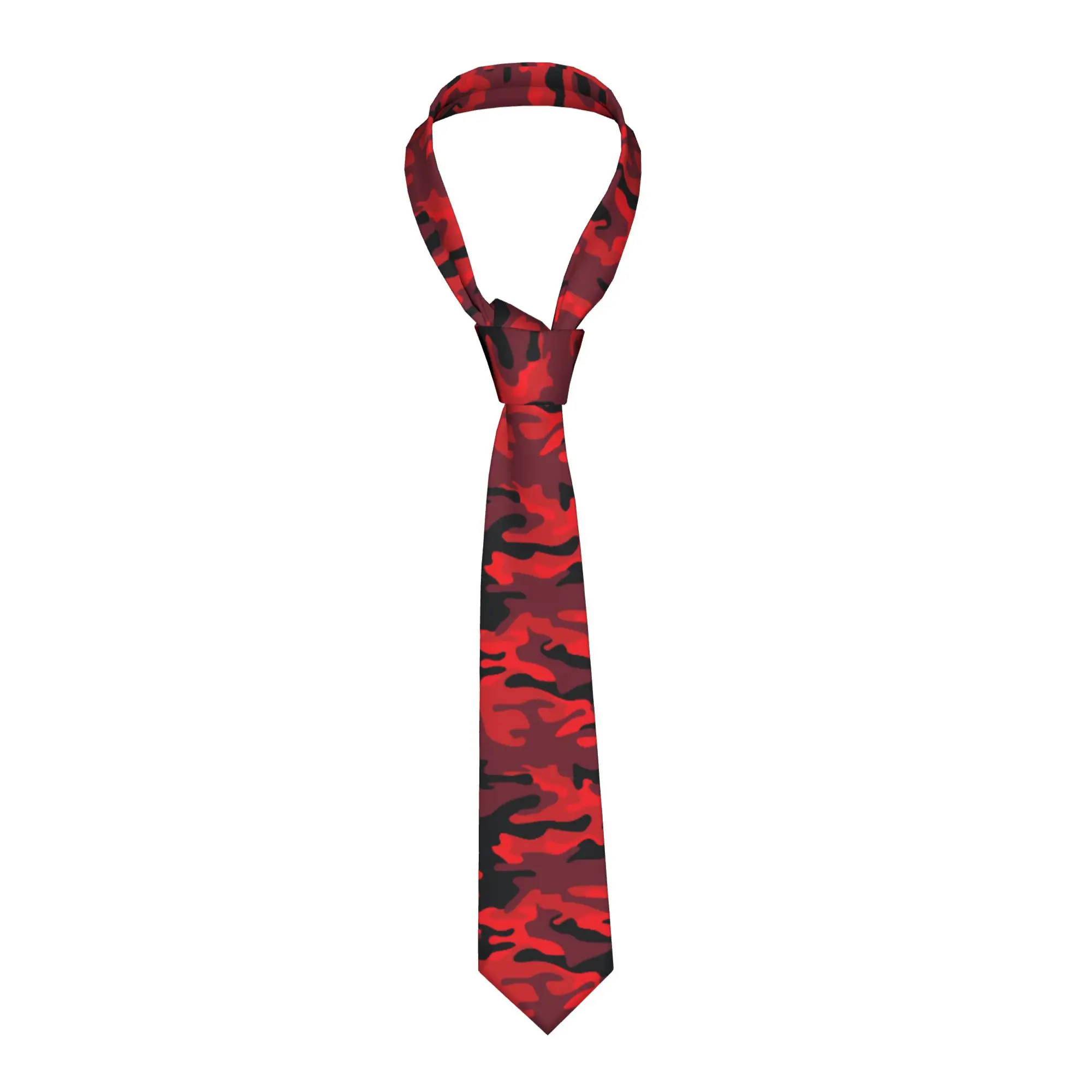 Military Red Camouflage Necktie Unisex 8 cm Camo Texture Neck Tie for Men Skinny Classic Accessories Gravatas Wedding Party